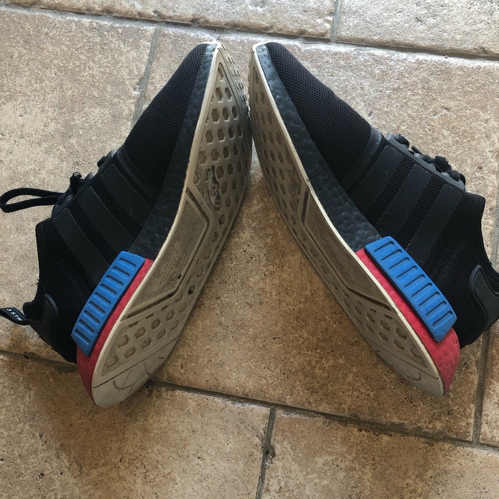 Adidas NMD R1 Black with Blue and Red - Picture 6 of 6